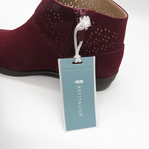 Revitalign Womens Burgundy Suede Ankle Boots Size 9.5 Side Zipper Closure NEW - Picture 7 of 9